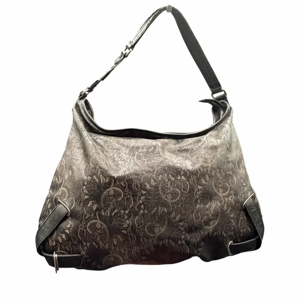 HOBO International Paisley Leather Hobo Shoulder Bag Y2K Boho